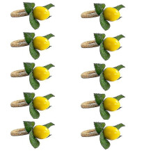 10pcs Handmade Yellow Faux Lemon Vine Napkin Rings for Wedding, Dinner Party, Banquet