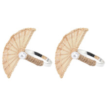 2Pcs Rattan Napkin Buckle, Innovative Fashion Design, Exquisite Decorative Napkin Rings for Table Decor 6647 Pearl