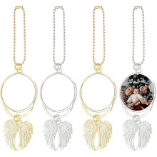 4 Sets 2 Colors Sublimation Blank Heat Transfer Photo Frame Car Charm Angel Wing Pendant for Auto Home Window Decor