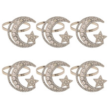 6 PCS Moon and Star Alloy Napkin Rings, Napkin Buckle Table Decor for Holiday Parties