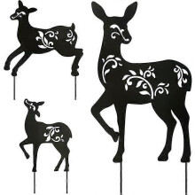 Lot de 3 piquets de jardin en métal « Amoureux des cerfs » pour la décoration de votre cour, pelouse et extérieur