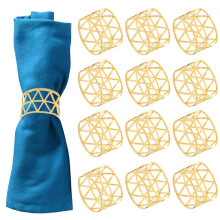 12 Gold Metal Napkin Rings for Christmas Party Table Settings, Set of 12
