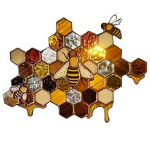 Colorful Bee Honeycomb Stained Glass Suncatcher Hanging Decoration Bee Pendant Art