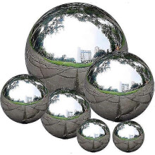 6 Pcs 50-150mm Stainless Steel Seamless Mirror Floating Balls for Home Garden Decor