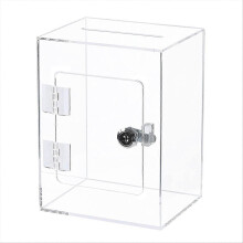 Acrylic Donation Ballot Box - Lockable Tip Jar with Key for Money