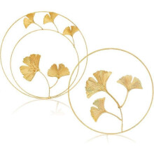 Iron Wall Sculptures, 2pcs Metal Wall Decor, Maple & Ginkgo Leaf Wall Hanging for Home Office Living Room