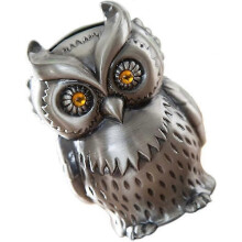 Silver Metal Piggy Bank, Owl-Shaped Coin Bank for Kids & Adults, 1pc