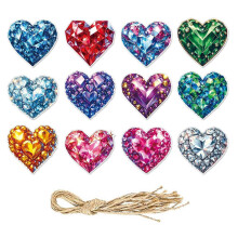 12 Pack Heart Shape Valentine Hanging Ornaments for Couples & Families, Durable & Easy to Hang