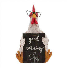 Statuette en résine Coq et Poule Rigolos « Bonjour », Figurines Mignonnes Décoratives pour Bureau, Maison ou Jardin