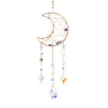Moon Love Heart Charm Dreamcatcher Garden Window Decoration Crystal Pendant Sunshine Catcher Door Hanging Wind Chime