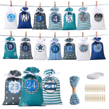Christmas Advent Calendar Bags 24 Days Candy Gift Bags for Home Decoration DIY Holiday Craft