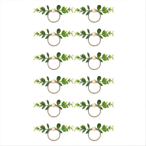 12Pcs Eucalyptus Napkin Rings for Dining Table Decor