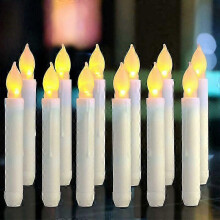 Flameless LED Menorah Candles - Set of 12 - AA Battery Powered - 16.5x2 cm - Long Candlepower