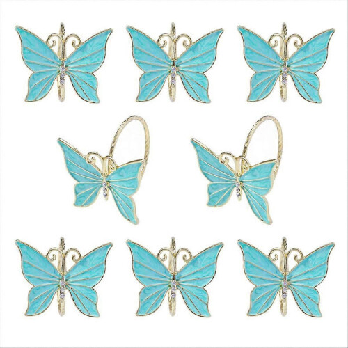 8PCS Flower Butterfly Napkin Ring Holders for Easter Wedding Party Decor