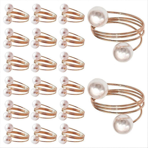 20 Pack Rose Gold Pearl Napkin Rings Set