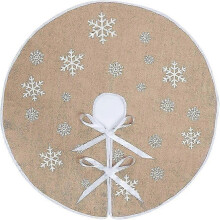Christmas Tree Skirt, Round Snowflake Burlap Skirt for Santa Claus Holiday