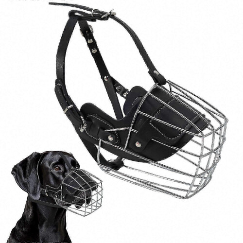 Extra Large Metal Basket Muzzle for Great Dane, Breathable & Drinkable, Prevents Biting