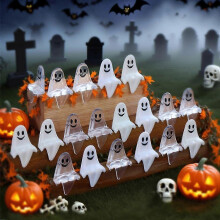 Lot de 20 mini figurines de fantômes assis en résine pour décorations d'Halloween