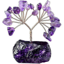 Gemstone Crystal Money Tree with Stone Base, Perfect Home Office Decor 2025