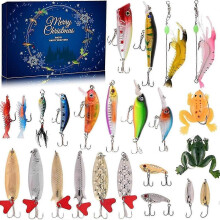 Fiske Advent 2025 Lokkemiddelsett, 24 agn Adventskalender for fiskeelskere