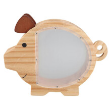 Wooden Piggy Bank Cute Coin Savings Jar for Boys Girls, Creative Clear Money Bank Home Decor