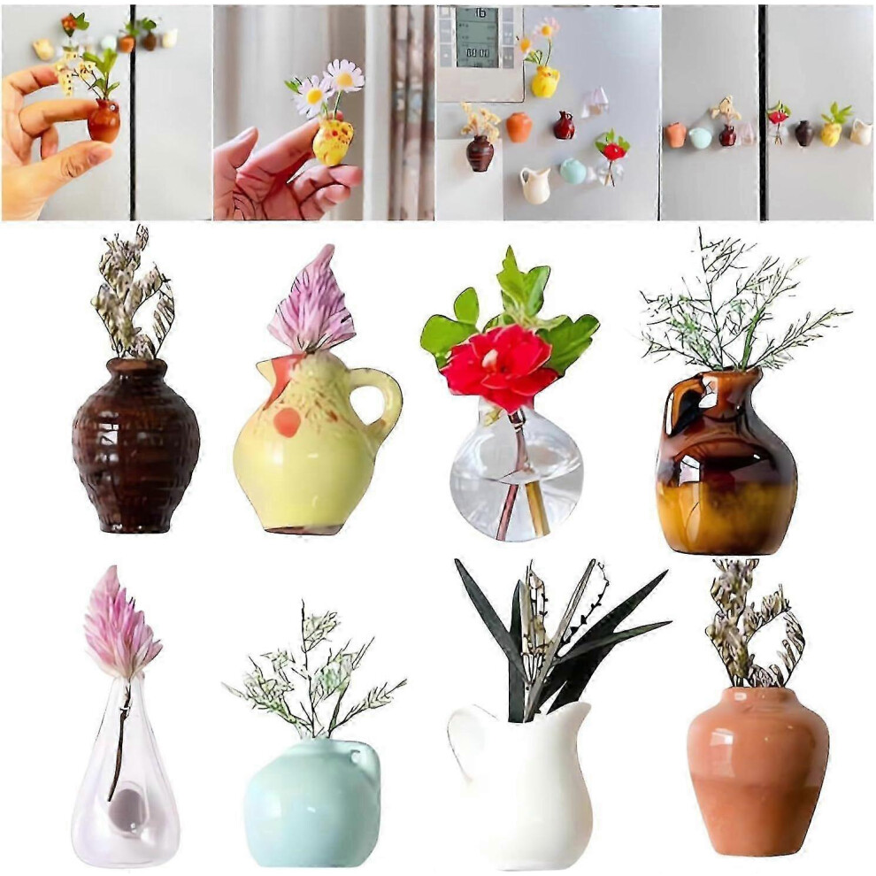 8Pcs Mini Vase Magnets - 2025 New Cute 3D Ceramic Bud Vases Magnetic For Fridge, Funny Refrigerator Accessories 4782680304864