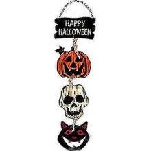 Décoration de porte d'Halloween - Panneau rustique en bois « Joyeux Halloween » pour la décoration intérieure et extérieure de la maison.