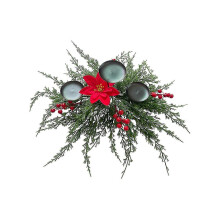 Décorations de Noël artificielles, style festif traditionnel rouge et vert pour table de salle à manger