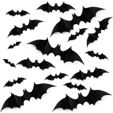 DIY Halloween Party Supplies PVC 3D Scary Bats Wall Decal Sticker, Halloween Eve Home Window Decoration Set, 32pcs