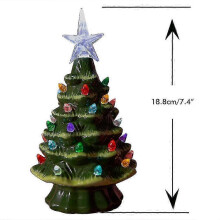 Árbol de Navidad de cerámica iluminado de 18,8 cm para mesa, decoración con luces navideñas SZRH