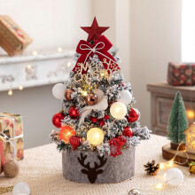 Mini sapin de Noël lumineux Gnobogi, 45/60 cm, avec 20 cônes et boules LED, décoration de Noël de bureau