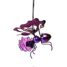 Statue d'insecte en fer solaire avec guirlande lumineuse LED, décoration suspendue pour arbre, clôture, cour, jardin