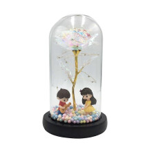 1pc LED Gold Foil Rose Glass Bottle Lamp Desktop Decor Valentine's Day Gift (Guitar Lovers Style with Glass Cover)