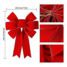 Set di fiocchi natalizi in velluto per puntale dell'albero, decorazioni per la casa, pareti interne ed esterne, porta d'ingresso, mensola del camino.