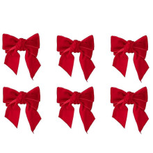 6Pc Red Bow Flannel Napkin Rings, Chic Napkin Buckle for Birthday, Wedding, Dining Table Decoration