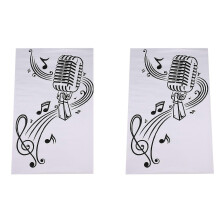 2X Microphone Music Note Wall Sticker for KTV Bar Background Home Decor