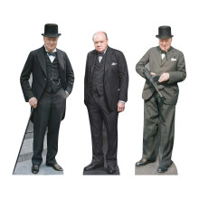 Winston Churchill bordfigurer i papp, pakke med 3 mini-stativer