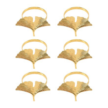 Ginkgo Leaf Napkin Rings Set of 6, Gold Napkin Buckle for Wedding & Thanksgiving Table Decoration