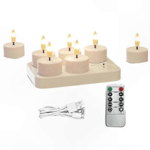 6er-Pack wiederaufladbare LED-Teelichter mit Ladestation, Fernbedienung und Timer