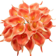 10 stk. kunstig bukett med gule calla-liljer - ekte lateksblomster til bryllup, brudekjoler, hjem og festdekor