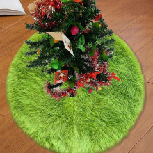 Green Faux Fur Christmas Tree Skirt – Soft, Fluffy, Elegant Farmhouse Holiday Decor, Fits All Xmas Trees