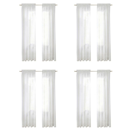 Window White Sheer Curtains 90 Inches Long 8 Panels Sheer White Curtains Clear Curtains Basic Rod Pocket Panel 1