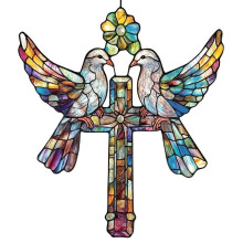 Dove Cross Pendant Flat Acrylic Ornament Colorful Peace Hanging Home Decor