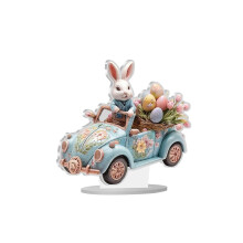 2D Acrylic Easter Egg Rabbit Scene Display, Easter Party Decor, Festival Tableware, Cabinet Ornament