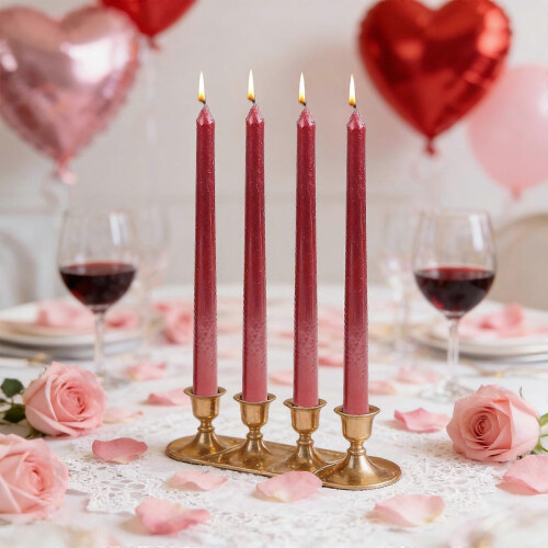 4 Pcs Electroplated Candle Set, Smooth Cone Diamond Pattern, Romantic Holiday Dinner Accent, Indoor Dining Table Centerpiece