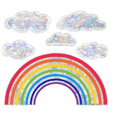 Rainbow Cloud Window Clings, Watercolor Prism Suncatcher Stickers, Anti-Collision Vinyl Decals for Glass Windows