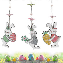 3 Piece Easter Wooden Bunnies, Easter Bunny Decoration, Decorative Stand, Wooden Bunny for Home Decor & Gifts