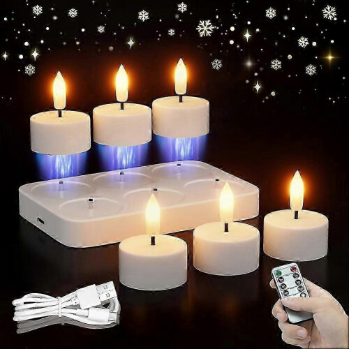 6 Pack Rechargeable LED Tea Lights with Charging Station, Remote & Timer 1