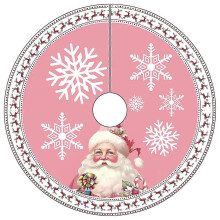 60 cm rosa juletreskjørt med snøfnugg, julenissen, elg, julegave, god jul og godt nyttårspynt