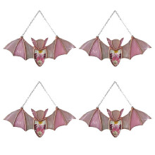 4PCS Halloween Hanging Glass Suncatcher Bats - Colorful Acrylic Gothic Bat Wall Decor